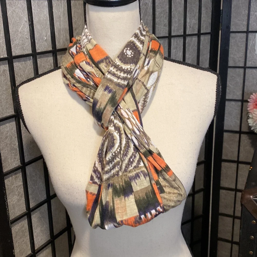 Beige, Brown & Orange Infiniti Scarf - Picture 4 of 5